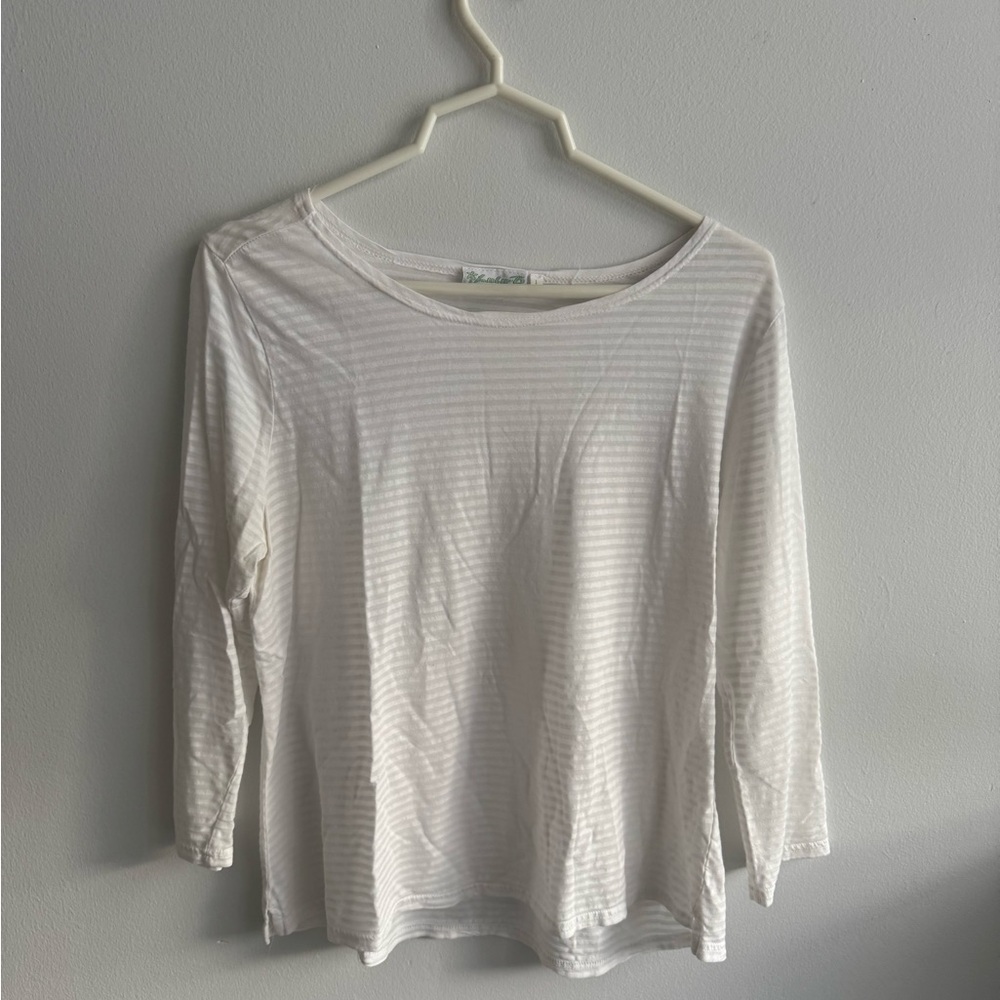 Lulu-B White Striped Long Sleeve Tee